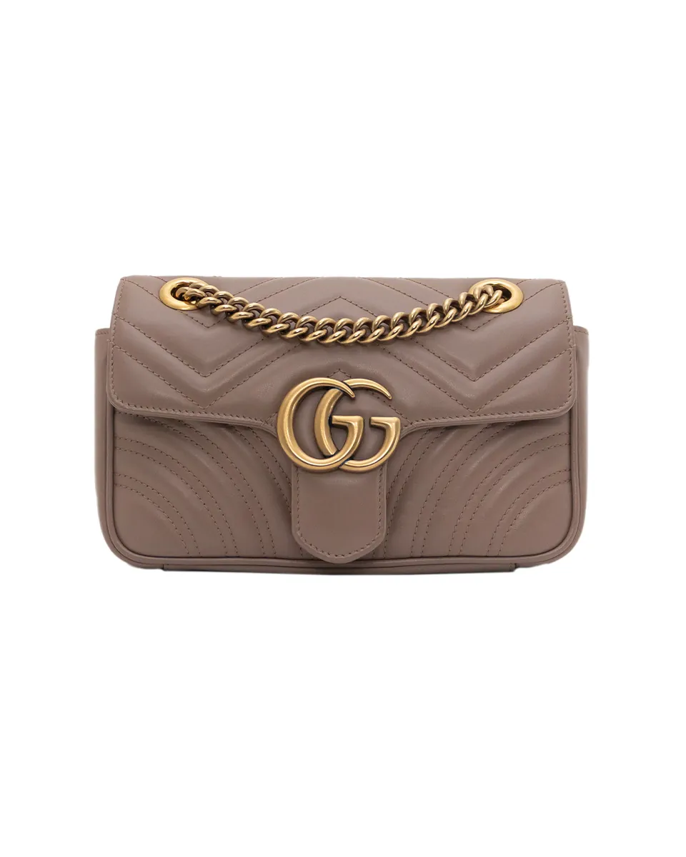 Gucci GG Marmont Matelassé Small Shoulder Bag in Nude