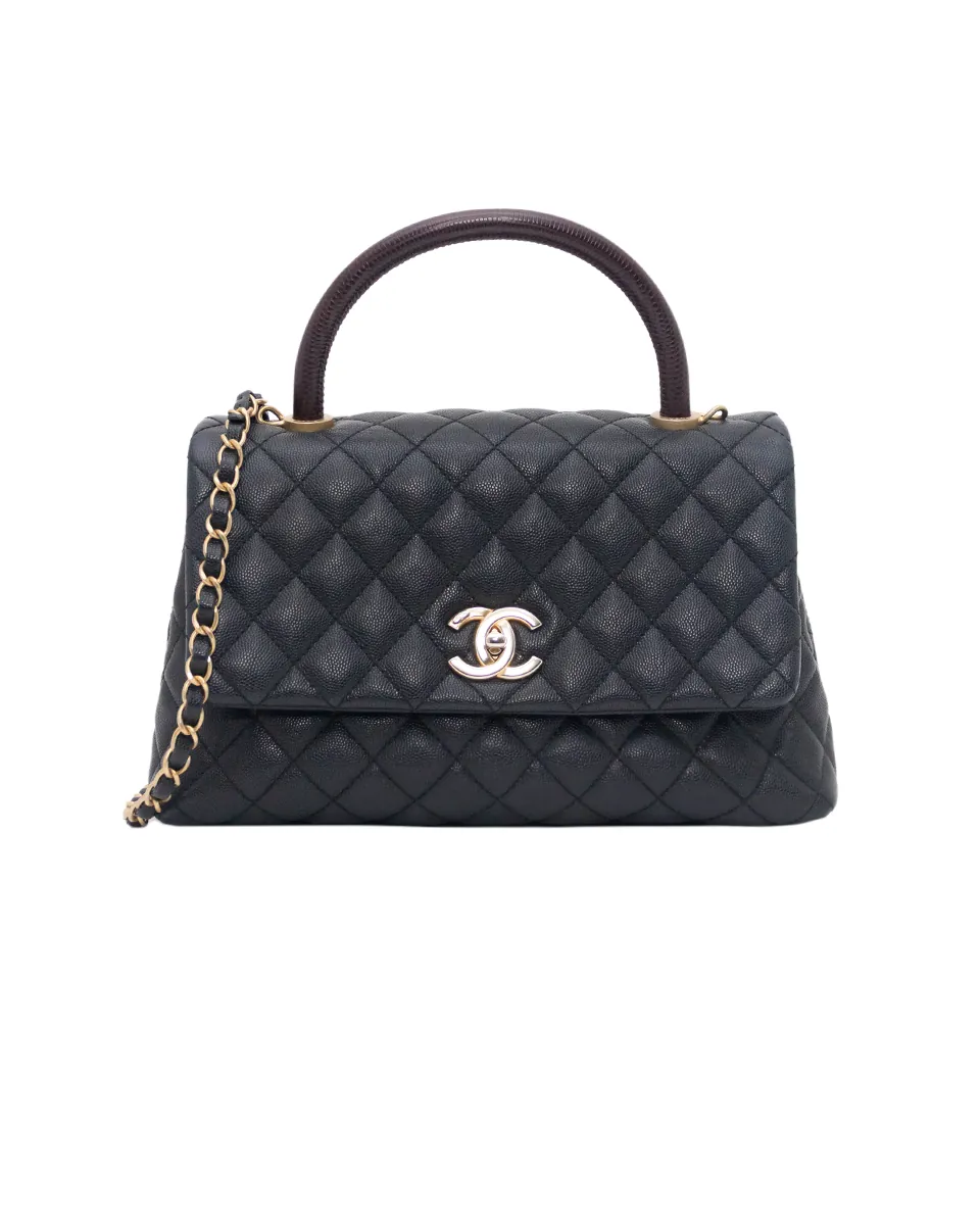 Chanel Coco Handle Lizard Black handbag