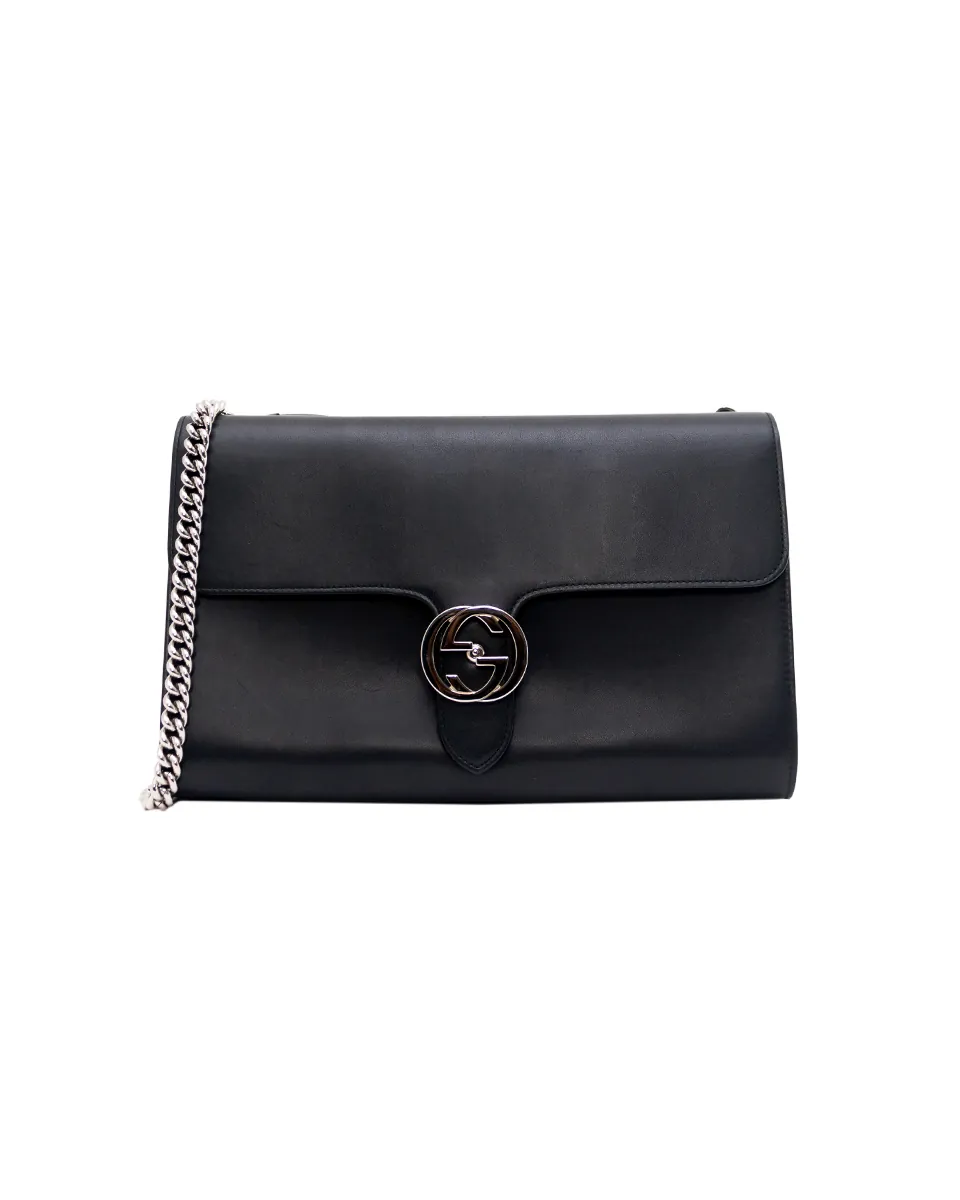 Gucci Interlocking G Medium Shoulder Bag in Black